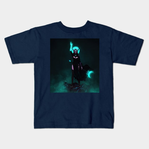 Necromancer Witch Elf Girl Kids T-Shirt by Purplehate